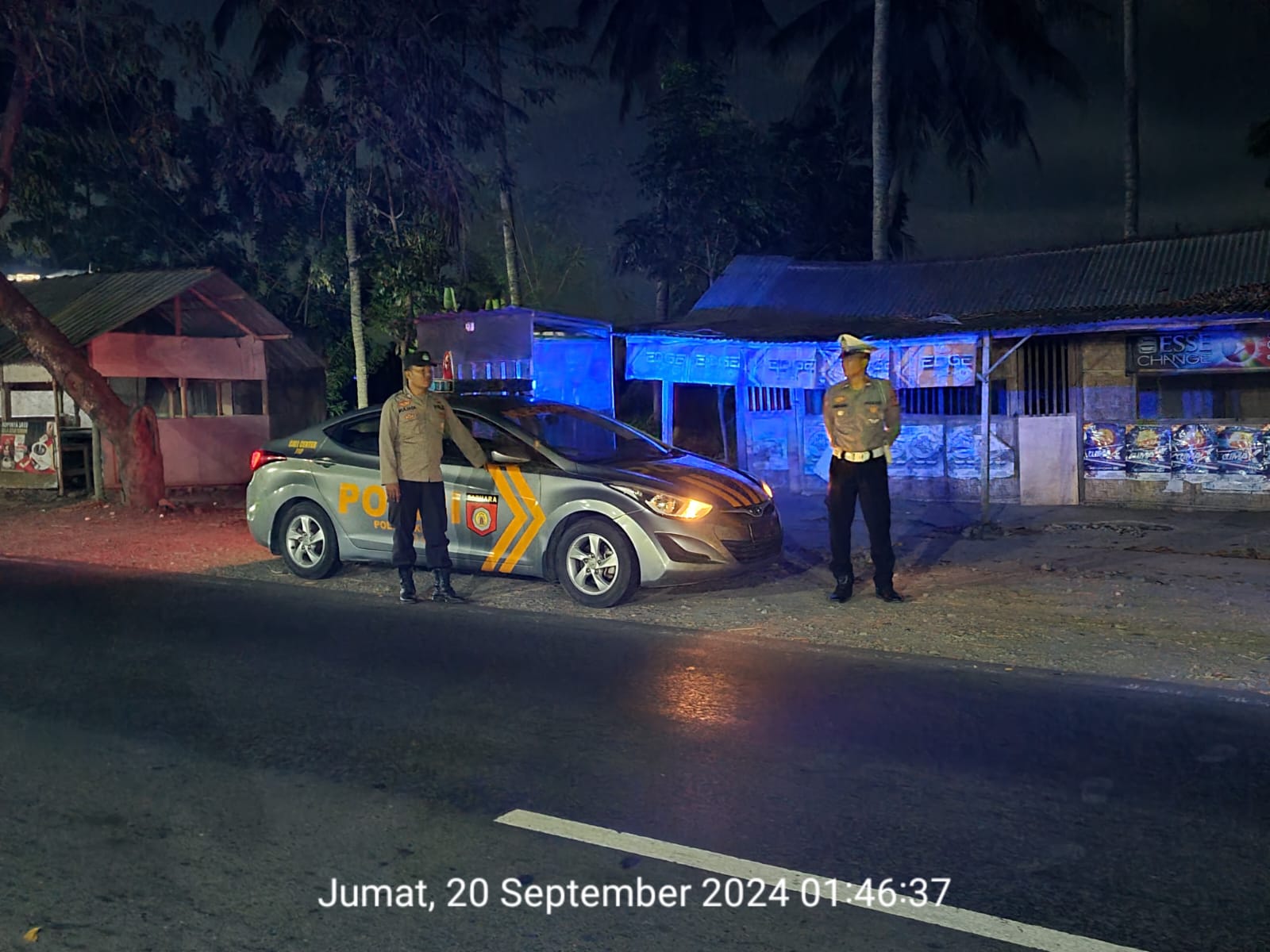 Patroli Blue Light Polsek Kediri Jaga Keamanan Perbatasan Lombok Barat-Lombok Tengah