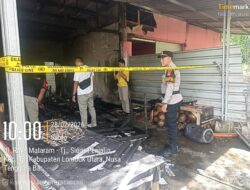 Respon Cepat Pamapta Polres Lombok Utara Cek TKP Kebakaran Kios di Medana