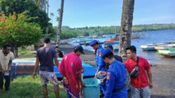 Jaga Kelestarian Laut, Sat Polairud Dompu Gelar Aksi Bersih Pantai Bersama Masyarakat