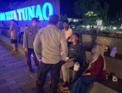 Patroli Malam, Polsek Tanjung Sampaikan Imbauan Kamtibmas di Alun-Alun Dayan Gunung
