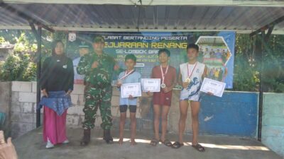Babinsa Amankan Lomba Renang, Semangat Atlet Muda Warnai HUT Ke-132 Desa Batu Kumbung