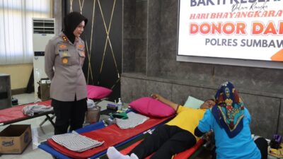 Sambut Hari Bhayangkara Ke-80, Polres Sumbawa Gelar Bakti Kesehatan Donor Darah