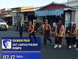 Satlantas Polres Dompu Gelar Strong Point Pagi, Wujudkan Kamseltibcarlantas yang Aman dan Tertib