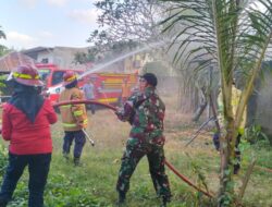 Bekas Cafe Blue Safir Terbakar, Babinsa Sigap Amankan Lokasi