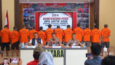 Operasi Antik Rinjani 2026: Ungkap 12 Kasus Narkoba, Polres Lombok Utara Ringkus 14 Tersangka 2 Diantaranya Pelajar