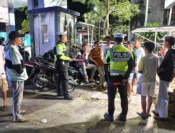 Sat Lantas Polres Dompu Gelar Blue Light Patrol dan Strong Point Malam
